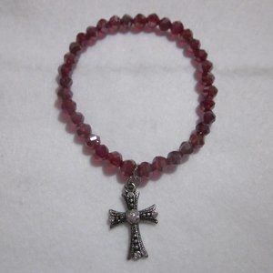 Garnet Cross Bracelet / Religious / Faith